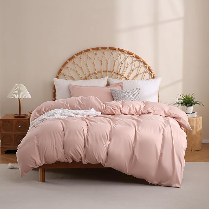 JSD Dusty Pink Duvet Cover Set Twin Size, 2 Piece Microfiber Kids Duvet Cover by JSD