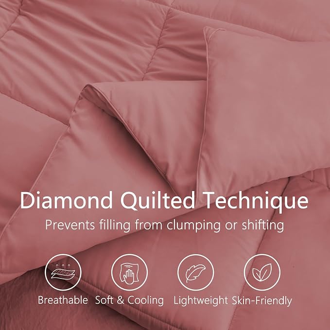 TEXARTIST Premium 2100 Series King Comforter All Season Breathable Dusty Pink - Image 2
