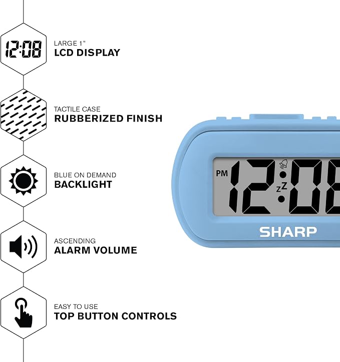 Sharp Digital Alarm Clock – Tactile Case - Image 3