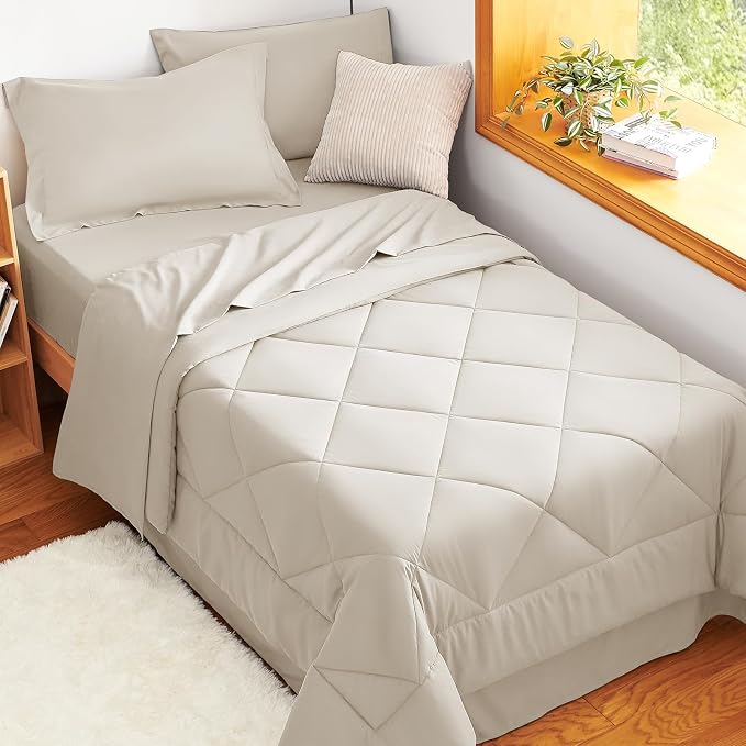 CozyLux Twin XL Comforter Set Beige - Image 5