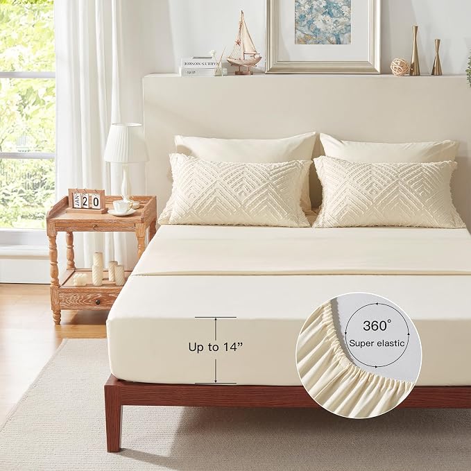 Zzlpp Twin Comforter Set 5 Pieces, Cream Tufted Bed in a Bag - Image 6