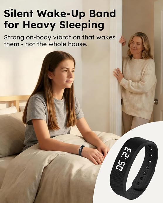 Vibrating Alarm Clock Watch for Heavy Sleepers, Silent Wake Up Bracelet & Smart - Image 8