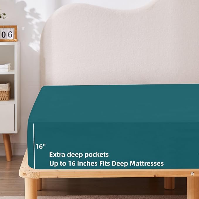 HBHLFZ Queen Fitted Sheet Only, Soft Breathable Bottom Sheet - Image 3