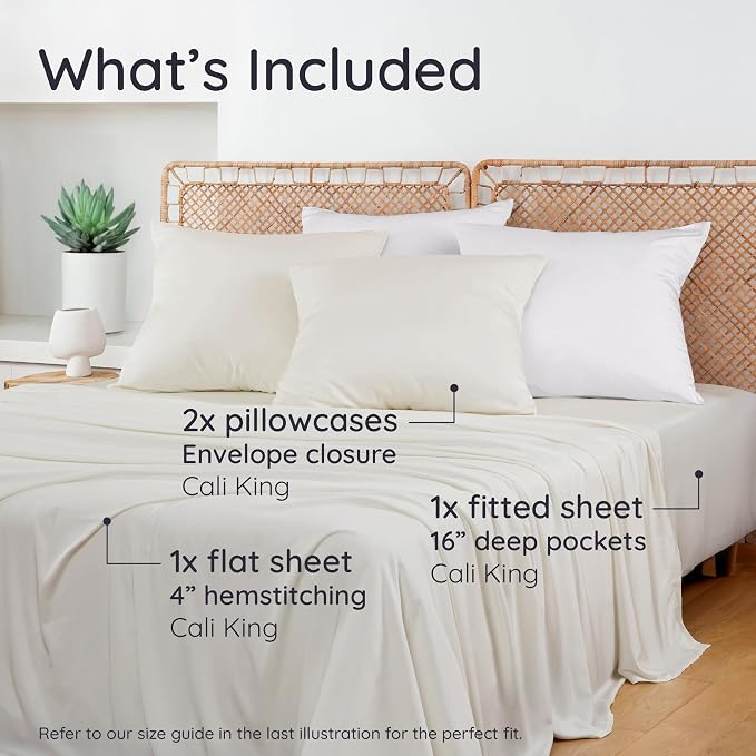 Bambaw 100% Viscose Derived from Bamboo Sheets California King Size Set – 4pcs - Image 2