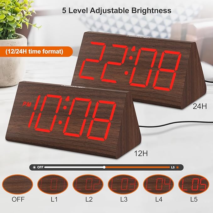 DreamSky Wooden Digital Alarm Clocks - Image 4