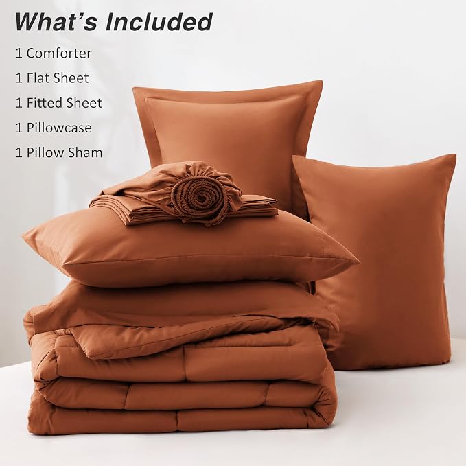 Love's cabin Full Comforter Set Burnt Orange, 7 Pieces Full Bed in a Bag - Image 8