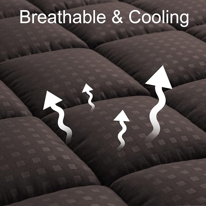 HYLEORY King Mattress Pad Quilted Fitted Mattress Protector Cooling Pillow Top - Image 2
