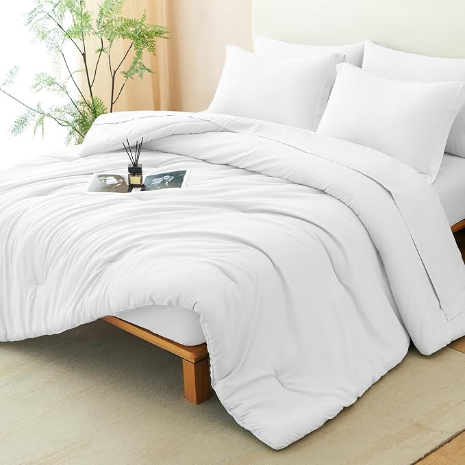 CozyLux Twin XL Comforter Set White, 5 Pieces Bed in a Bag Twin Extra Long - Image 9