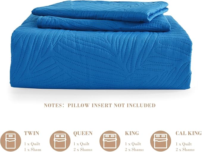 Exclusivo Mezcla Twin Quilt Bedding Set, Lightweight Royal Blue Quilts Twin Size - Image 6