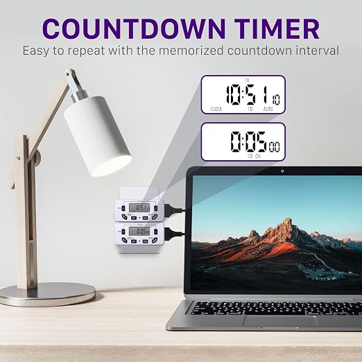 Fosmon 7 Day Digital Timers for Electrical Outlets, Indoor Plug-in Light Timers - Image 2