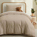 LOVQUE Linen Grey Duvet Cover Twin Size, 100% Washed Cotton Linen Like Bedding by LOVQUE