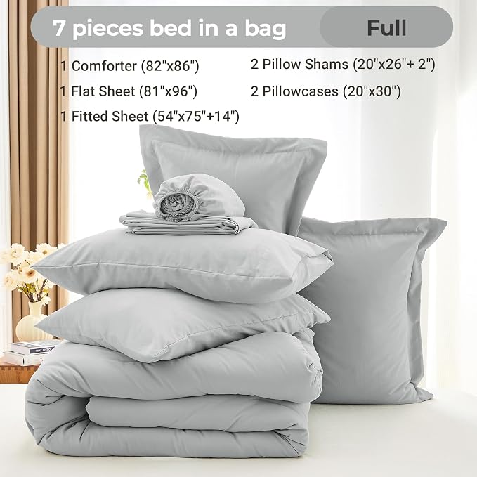 MUXHOMO 7 Pieces Full Comforter Set, Soft Bed in a Bag Full Size, All Season - Image 4