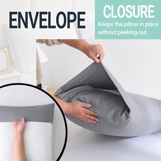 ZPECC Dark Gray Pillow Cases King Size Set of 4, 20x36 Envelope Closure - Image 5
