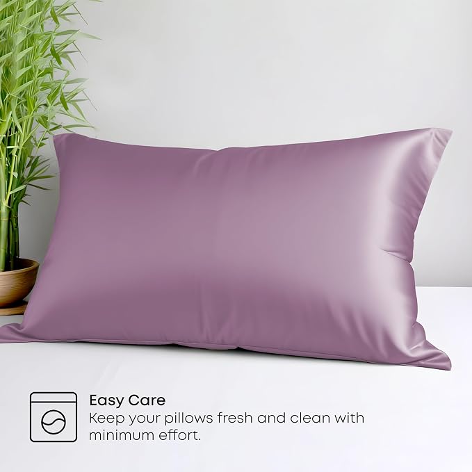 LINENWALAS 100% Rayon Derived from Bamboo Silk Pillow Cases Set of 2, Soft - Image 4