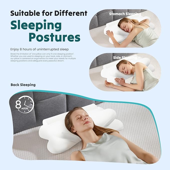DUMOS Cervical Neck Pillow for Sleeping, Cooling Ergonomic Memory Foam Pillow - Image 7