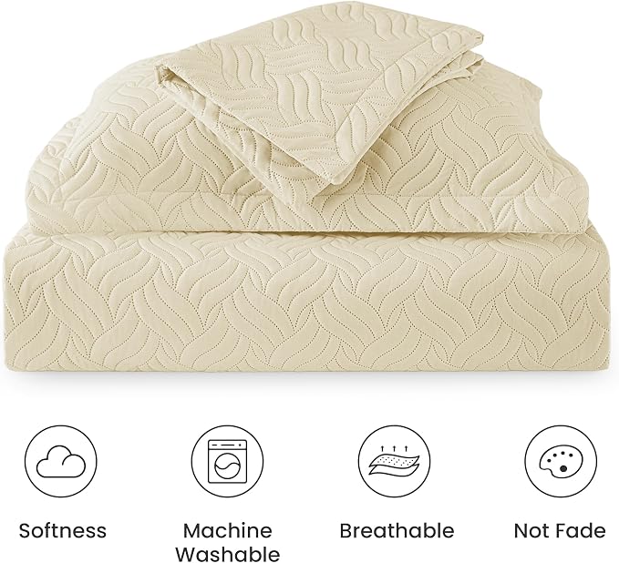 Love's cabin King Size Quilt Bedding Set Camel Bedspreads - Image 6
