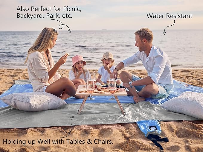WEKAPO Beach Blanket Sandproof Waterproof, Extra Large Beach Mat, Oversized & - Image 4