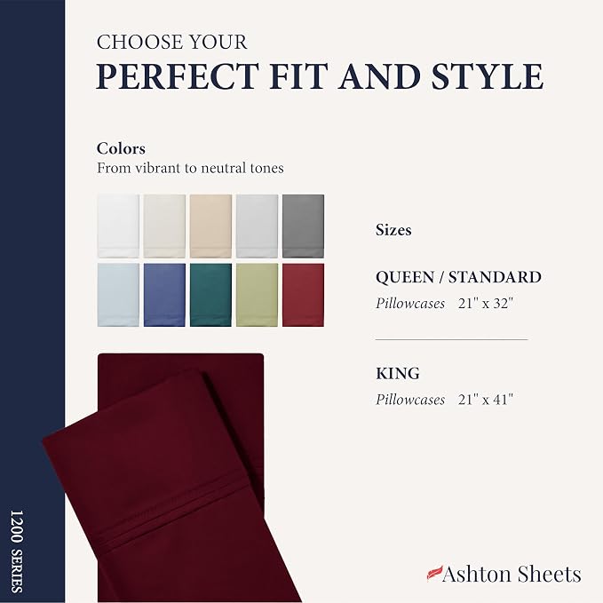 100% Egyptian Cotton Pillow Cases King Size Set of 2 - Image 7