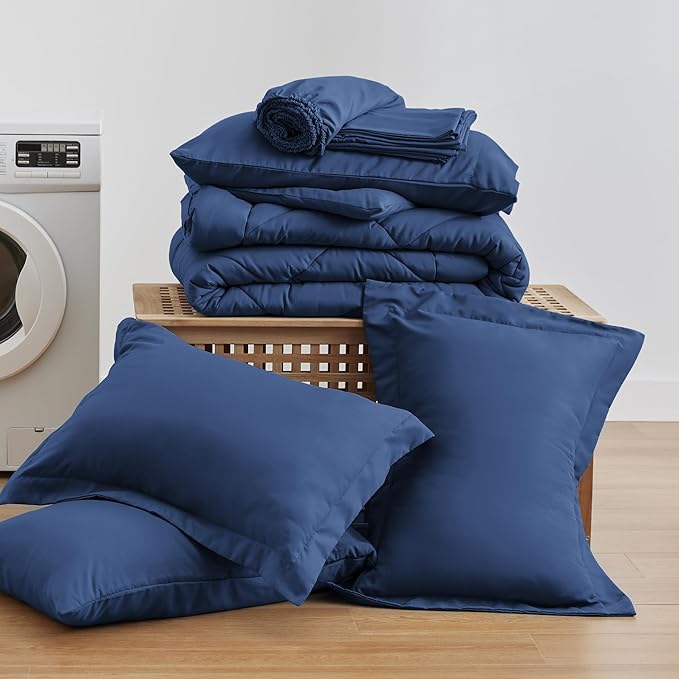 Love's cabin Full Comforter Set Dark Blue, 7 Pieces Full Bed in a Bag, All - Image 6