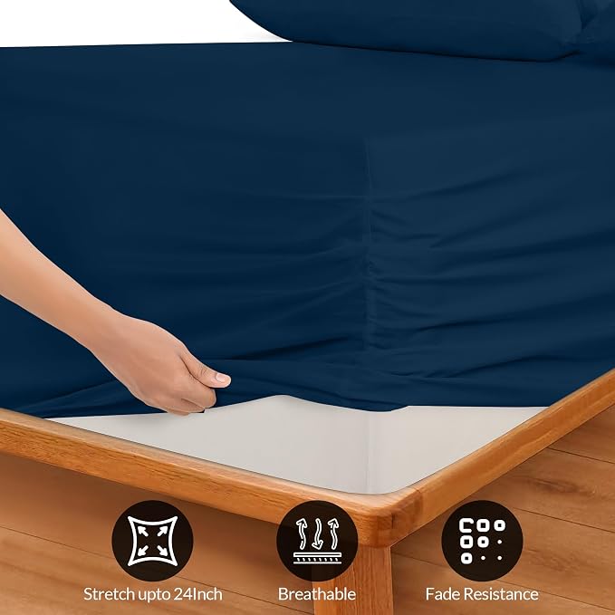 Royale Linens Extra Deep Pocket Full Fitted Sheet Only - Image 3