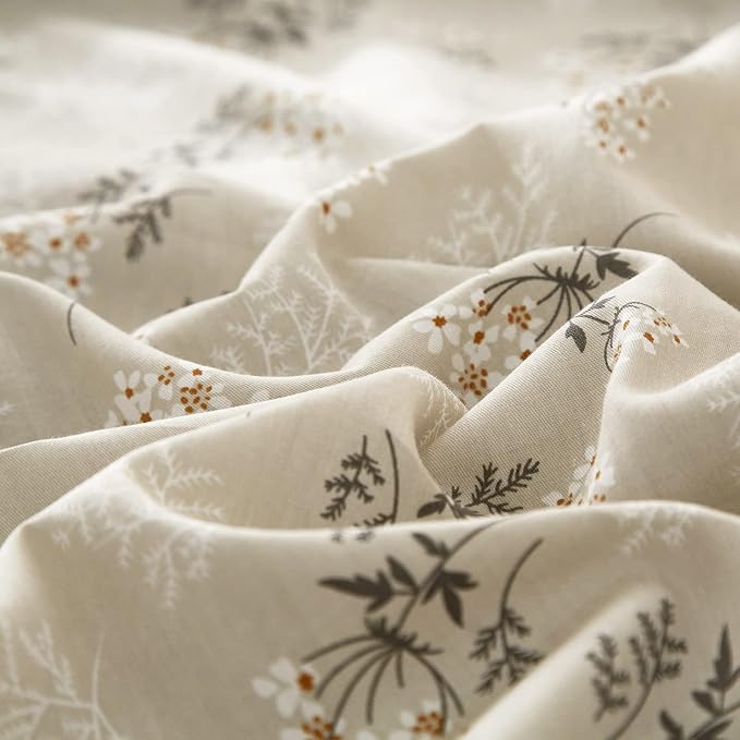 mixinni Duvet Cover Set Floral King Size Soft Cotton Bedding Flower Green - Image 5