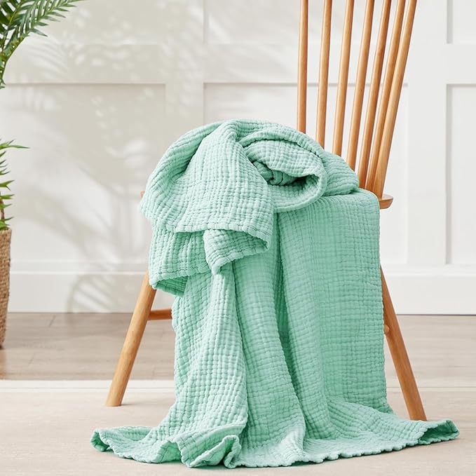 100% Cotton Muslin Blanket Twin 66" x 90", Breathable and Lightweight Cotton - Image 6