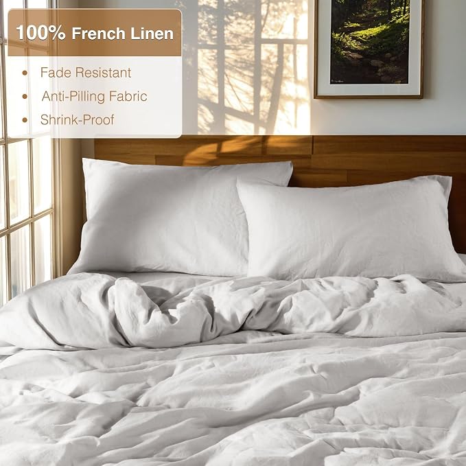 SONORO KATE 100% French Linen Duvet Cover King Size, Soft Breathable - Image 2