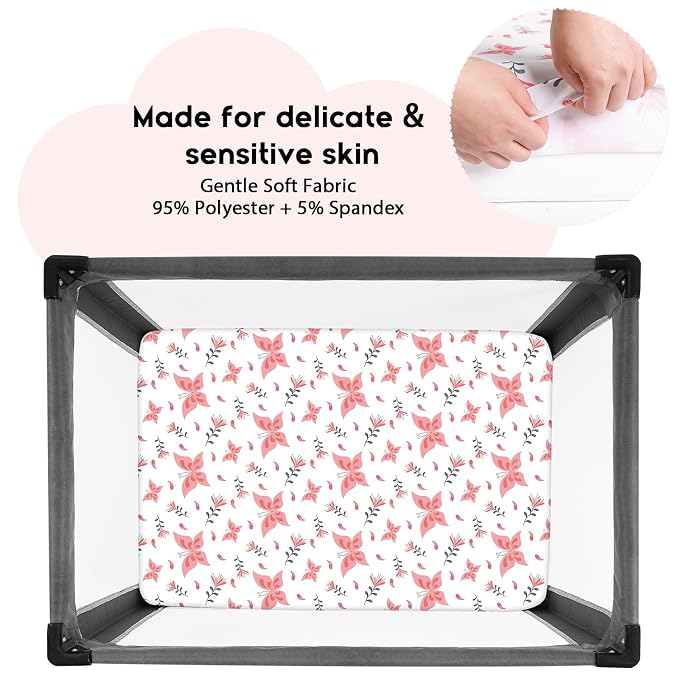 Yoofoss Pack and Play Sheets Fitted, Mini Crib Sheets 2-Pack - Image 2