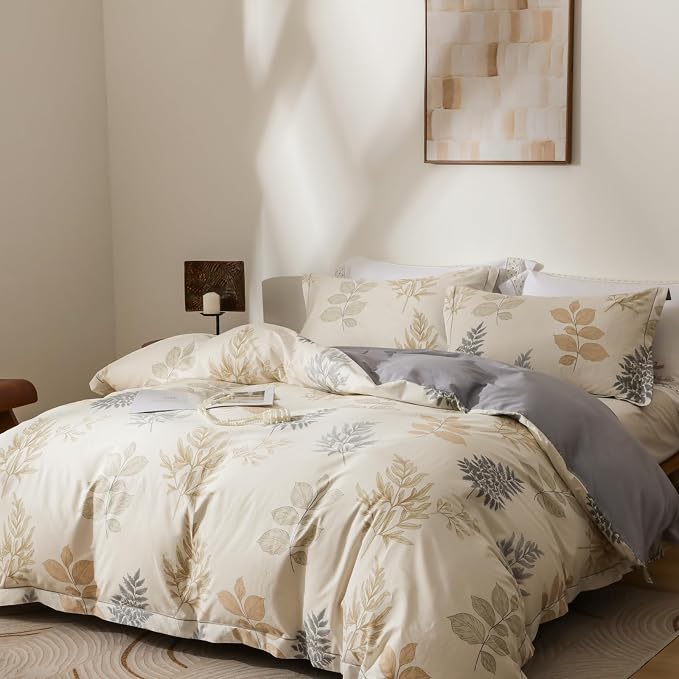 OAITE Duvet Cover Set Queen Size Floral Pattern Ultra Soft 100% Cotton Duvet - Image 2