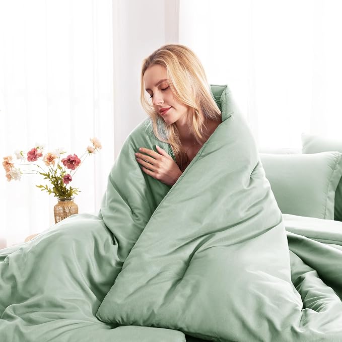 CozyLux Full Comforter Set Sage Green, 7 Pieces Bed in a Bag, Bedding Comforter - Image 9