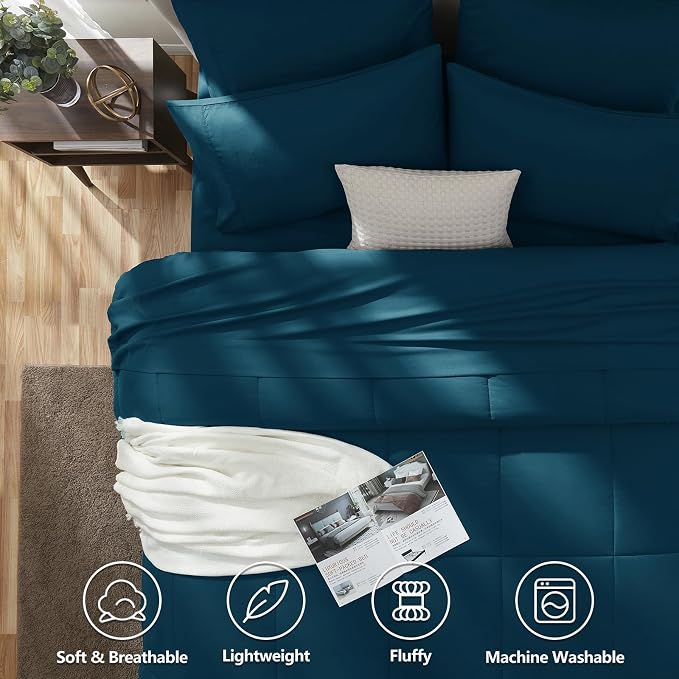 CozyLux Full Size Comforter Set Lyons Blue, 7 Pieces Bed in a Bag, All Season - Image 2