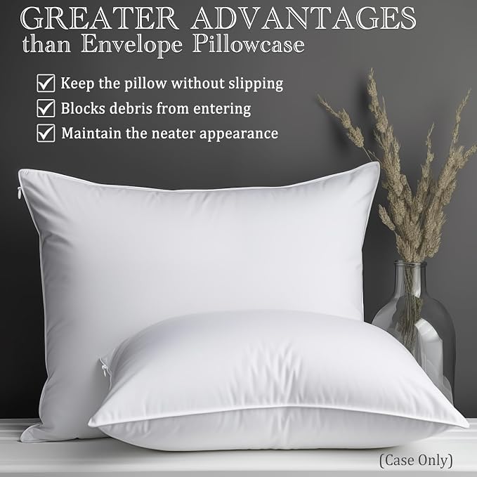 Precoco White King Pillow Cases Set of 4 | 100% Cotton Pillowcases - Image 2