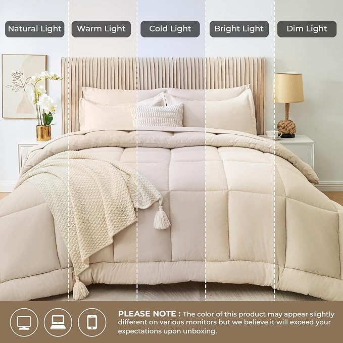 Sasttie King Size Comforter Set, 7 Pieces Bed in a Bag King, Complete Bedding - Image 8