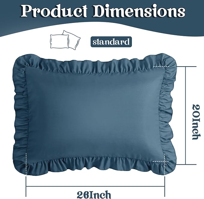KKJIAF Ruffle Pillow Cases Standard Size Set of 2, Ruffled Pillow Covers - Image 3