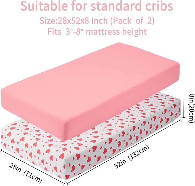 GUNTAIL Baby Crib Sheets for Boys Girls, 2 Pack Fitted Crib Sheet for Standard - Image 3