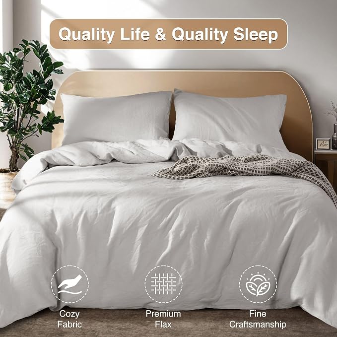 SONORO KATE 100% French Linen Duvet Cover Full Size, Soft Breathable - Image 7
