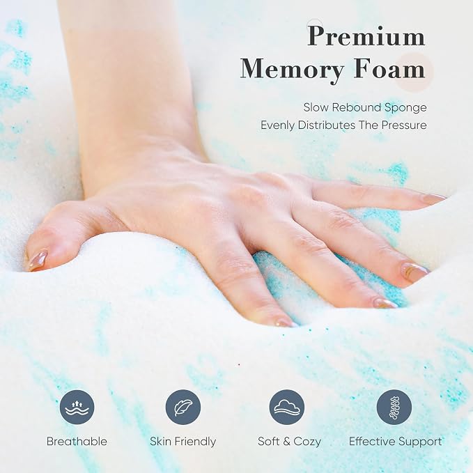 DUMOS Memory Foam Mattress Topper Queen, 2 Inch Thick Gel Infused Bed Toppers - Image 4
