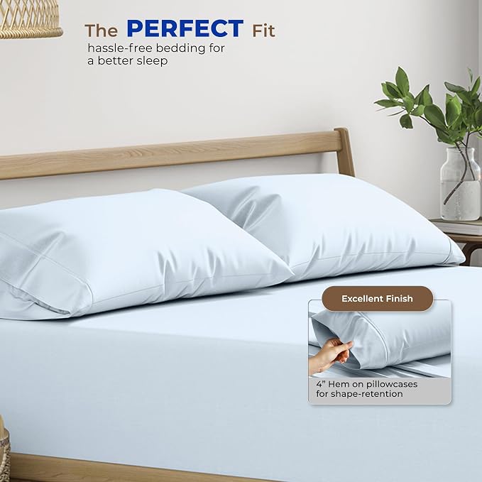 Thread Spread 100% Egyptian Cotton Pillow Cases Queen Size Set of 4 - Image 4