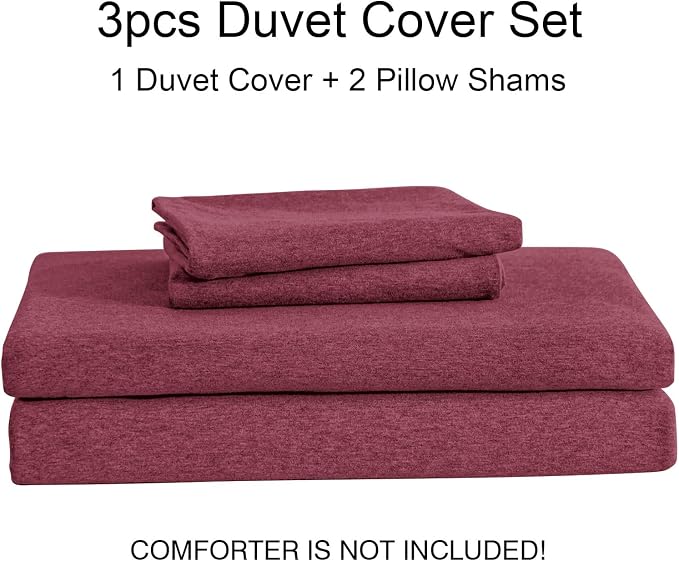 PURE ERA Jersey Knit Duvet Cover Set 100% T-Shirt Cotton Super Soft Comfy 3pc - Image 7