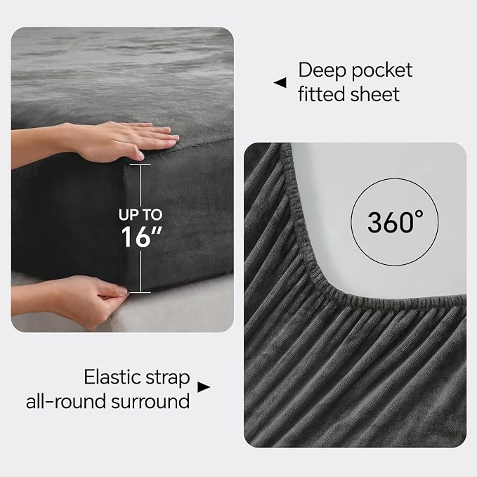 BEDELITE Flannel Sheets Full Size Dark Gray - Image 4
