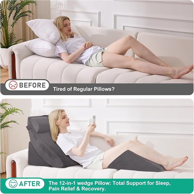4PCS Wedge Pillow Set for After Surgery, Orthopedic Bed Wedge Pillow for Back - Image 6