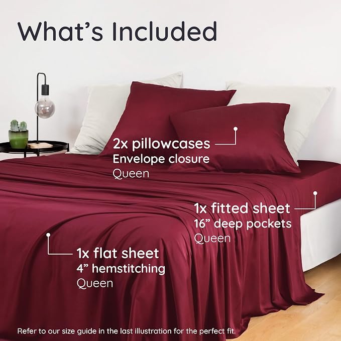Bambaw Queen Size 4pcs Cooling Sheets Set 100% Viscose Derived from Bamboo - Image 2