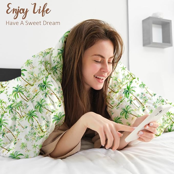 LONAVA King Tropical 3 Pcs Duvet Cover Set, Breathable Soft Microfiber Sage - Image 4