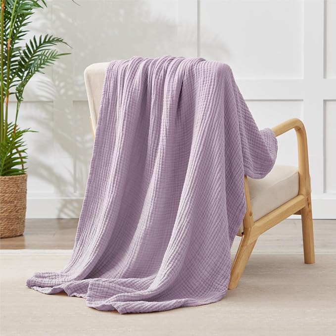 100% Cotton Muslin Blanket Twin 60" x 80", Breathable and Lightweight Cotton - Image 6