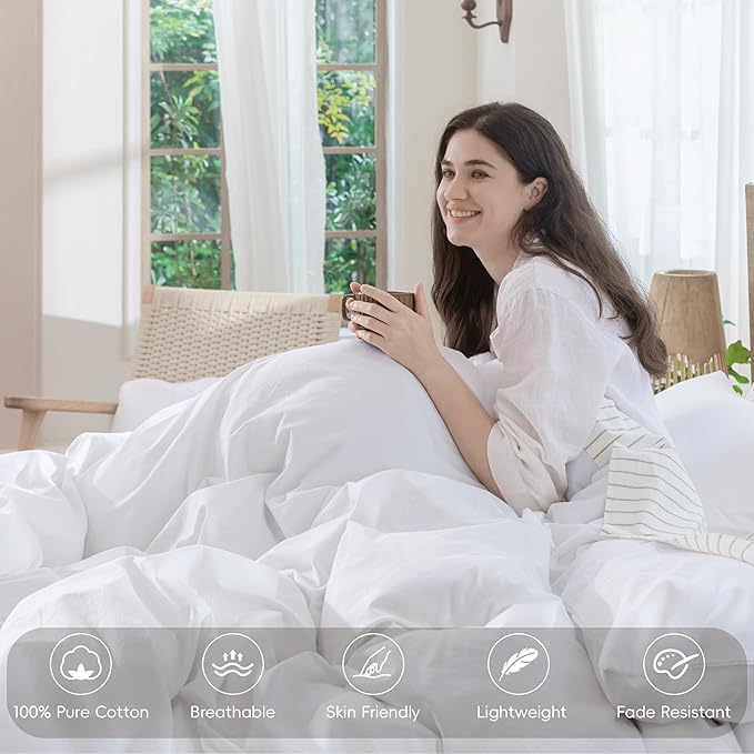 MooMee Bedding Duvet Cover Set 100% Washed Cotton Linen Like Textured - Image 4
