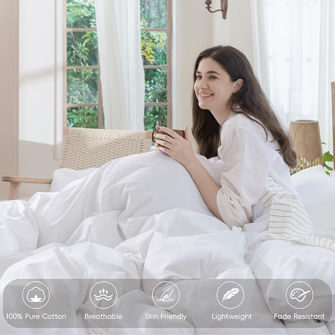 MooMee Bedding Duvet Cover Set 100% Washed Cotton Linen Like Textured - Image 4