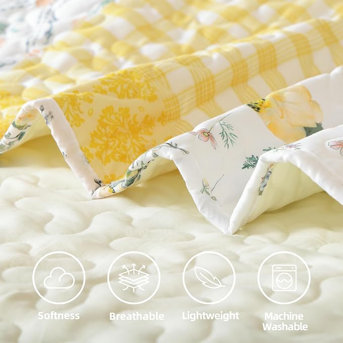 YIKUSH Quilt Sets King Size Floral Quilt Set 3 Pieces Bedding Set Bedspreads - Image 5