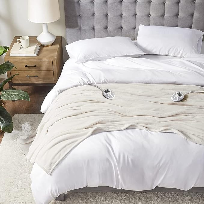Serta Luxuriously Soft Plush Electric Blanket Fast Heating Cozy Cover, Safety by Serta