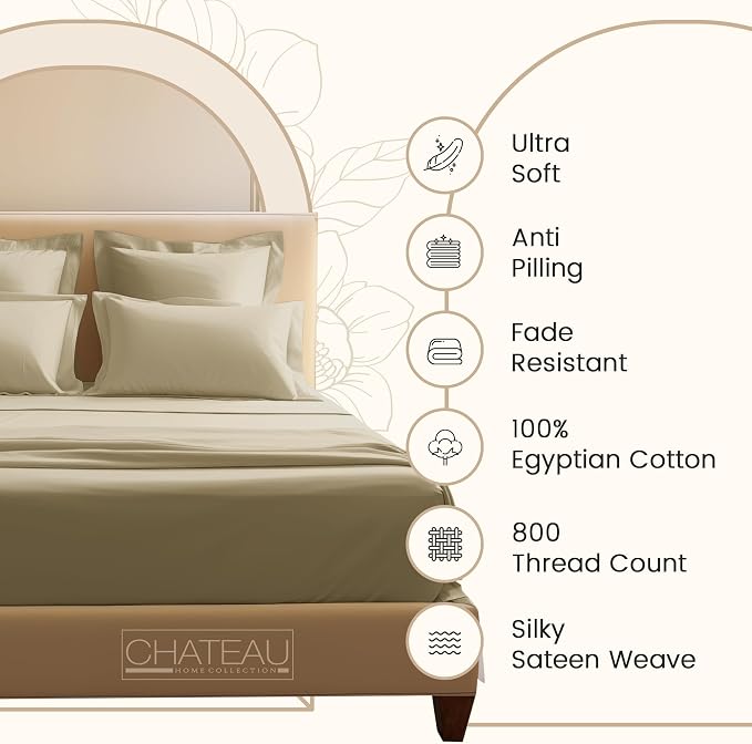 800TC 100% Egyptian Cotton Sateen Weave 3PC Twin XL Size Sheets Set, XL Twin - Image 2