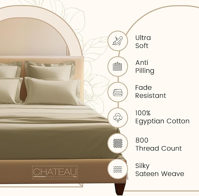 100% Egyptian Cotton Bed Sheets, Certified 800 Thread Count Sateen Weave 15" - Image 3